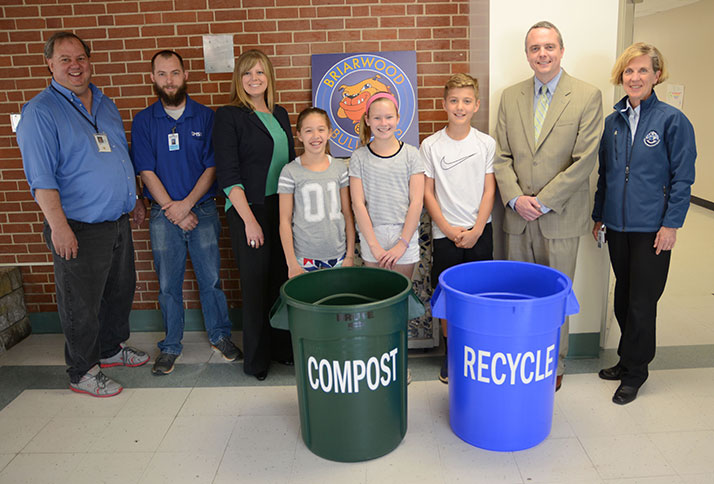 Briarwood students showed off the school's new compost and recycling bins this spring.