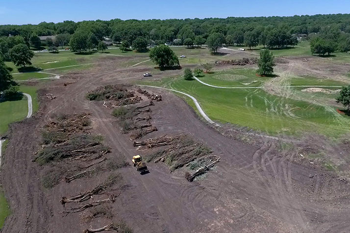 Crews have cleared trees on the Meadowbrook property to prepare for coming private development projects.