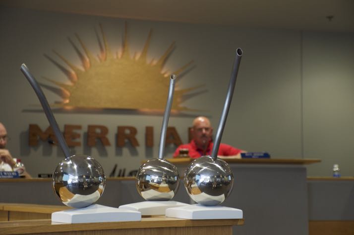 A model of the proposed public art project for the Merriam Marketplace was shown to the city council Monday night.
