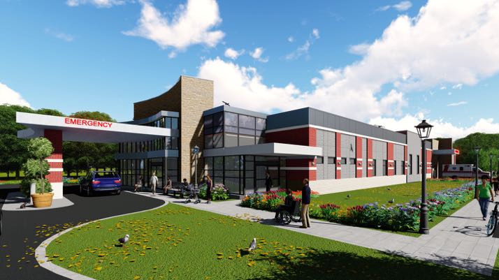 Another rendering of a proposed small hospital for Roeland Park.