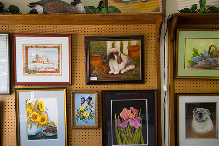 Betty Benson's paintings hang on the walls of her Artist Workshoppe in Mission.