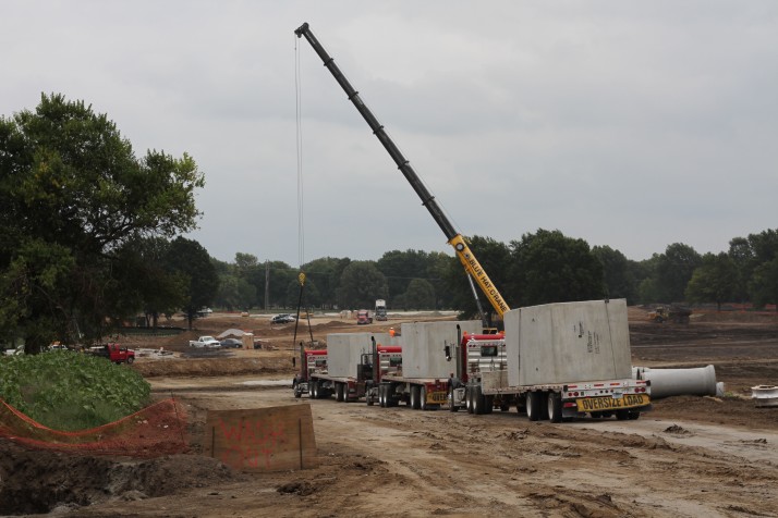 Culverts are being installed as part of the new roadway network at the Meadowbrook redevelopment.