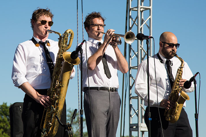 The horn section from Chris Hazelton's Boogaloo 7.