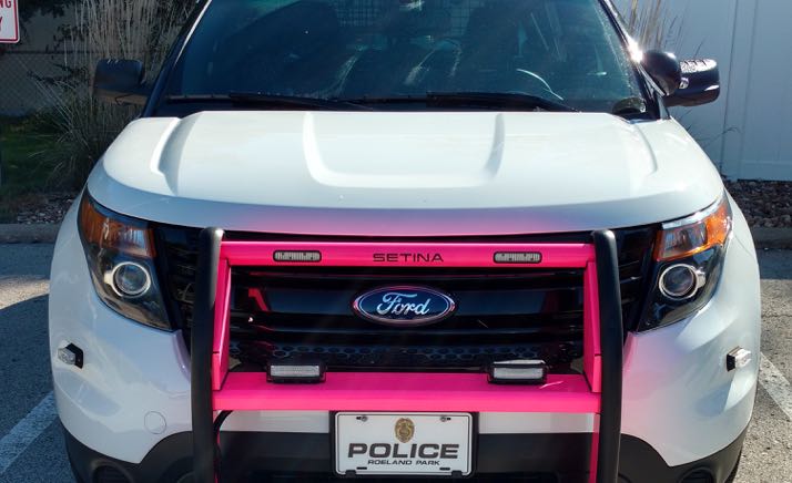 Pink bumpers will mark Roeland Park police cruisers.