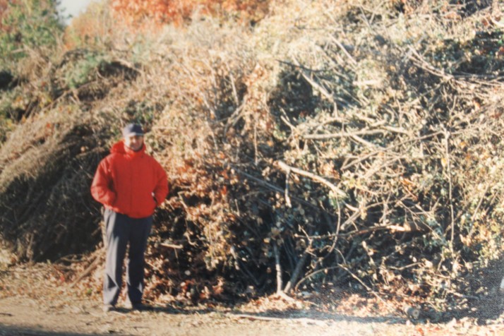 Tree debris was stacked at Porter Park before being mulched.