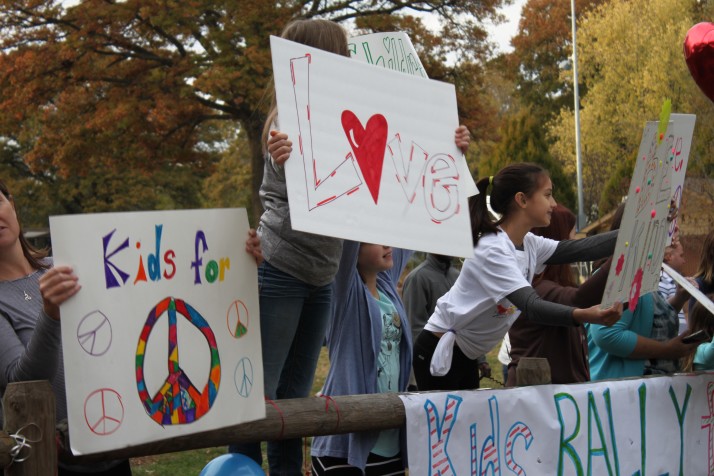 Kids were encouraged to make positive signs for the rally