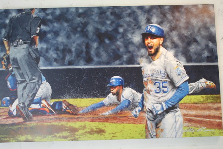 Eric Hosmer bought a print of his momentous slide home that tied the fifth game of the World Series.