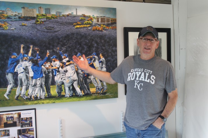 Bill Rose and the "Forever Royal" mural commissioned by the team. It's now available in prints.