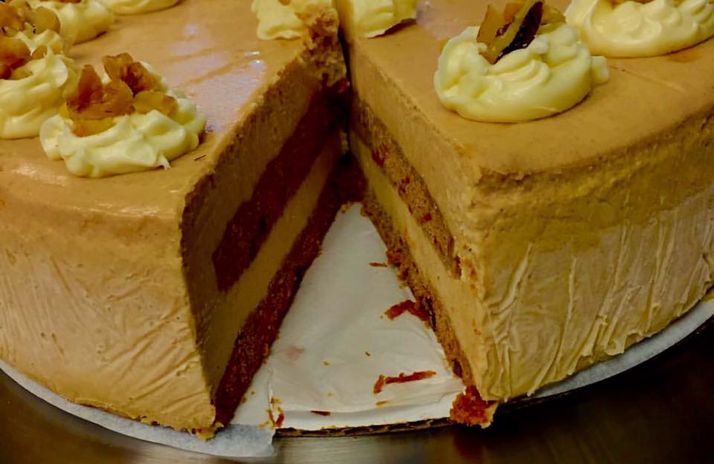 Cowtown Cheesecake Co.'s four-layer cinnamon cheesecake .