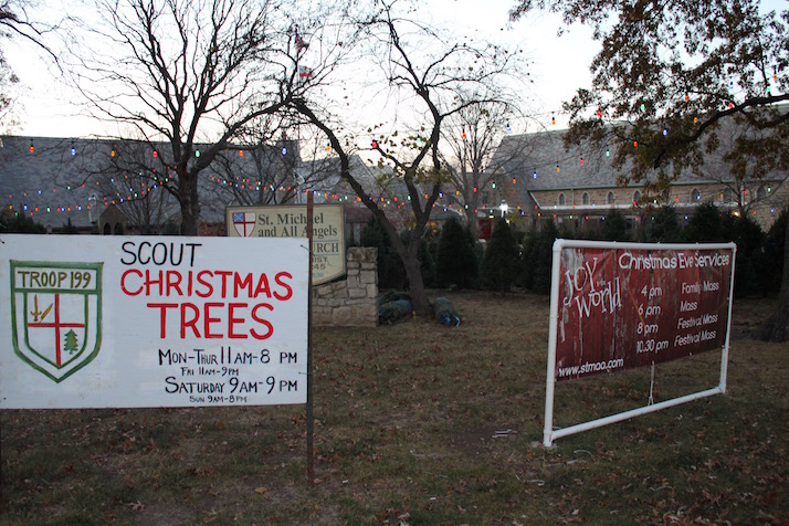 Boy Scout Troop 199 has new energy-efficient LED lights illuminating their Christmas tree lot.