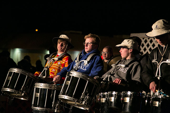 SM East's drumline kept the crowd enthused ahead of the flipping of the switch.