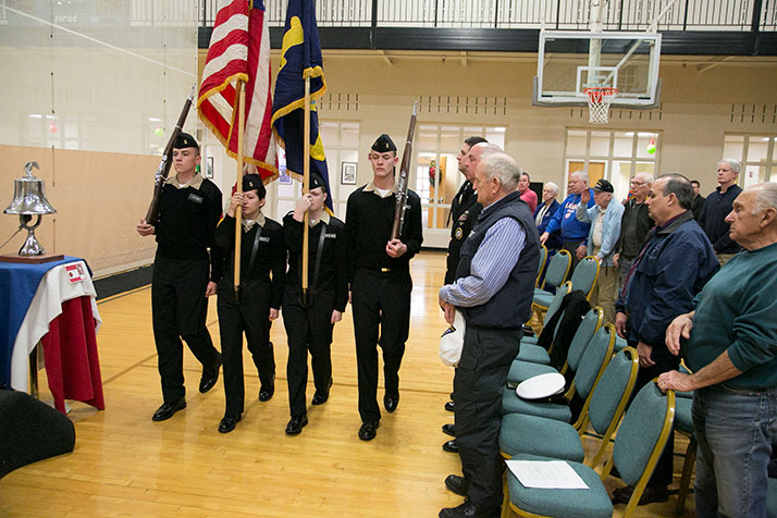 Members of Shawnee Mission North's NJROTC presented the colors ahead of the ceremony.