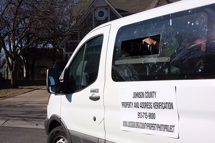 One of the vans at work on the appraiser's property photographing project. Photo via Johnson County government on Twitter.