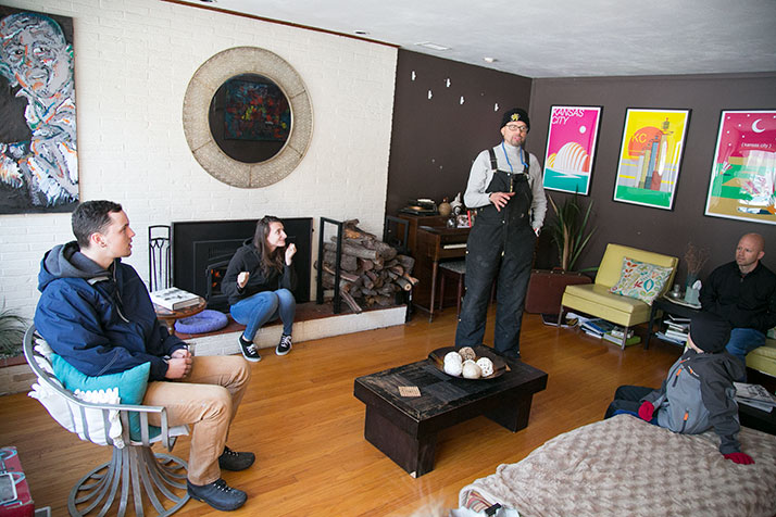 Donald Jonas, standing, has transformed his backyard into a cyclocross course for six years.