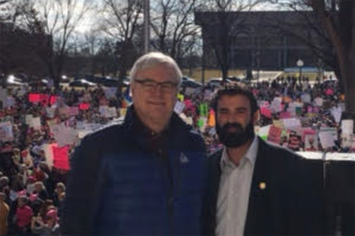 NEJC Reps. Jerry Stogsdill (left) and Jarrod Ousley at the Topeka Women's March.