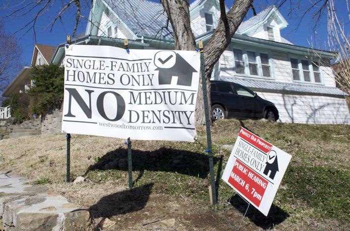 The Westwood Annex neighborhood is full of signs opposing changes suggested in the comprehensive plan draft.