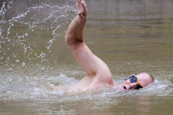 Larry Long at work in the Red River in 2016 during the END-WET race. Photo courtesy Larry Long.
