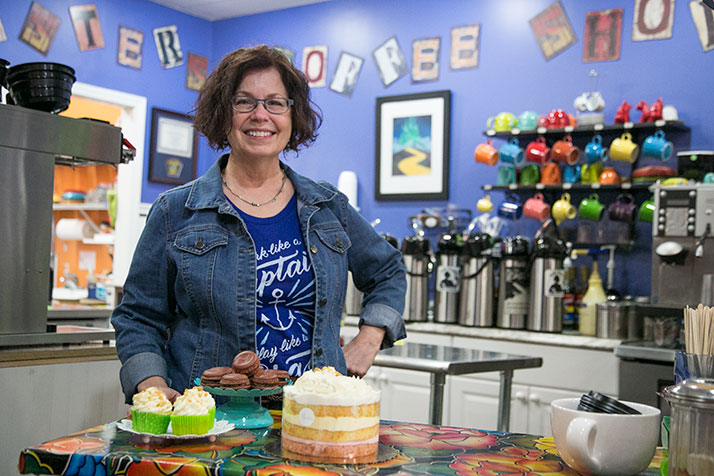 Kathy Fullerton does some of the production of The Beachery's baked goods in the kitchen at Twisted Sisters on Johnson Drive.