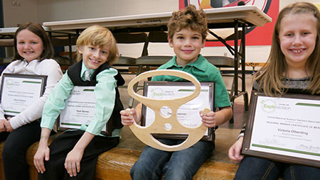 Rosehill students with their steering wheel design. Photo via SMSD.