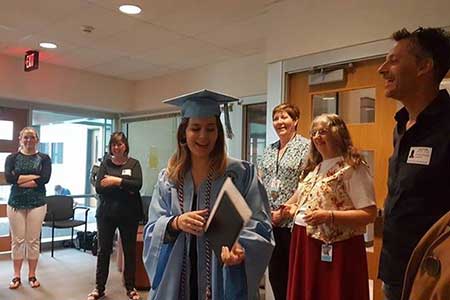 Rocuet's teachers and host family held an impromptu graduation ceremony for her last week. Photo courtesy Laure Losey.
