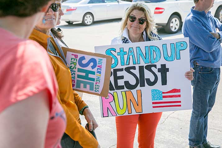 Andrea Ramsey took part in a protest of Kevin Yoder's vote for the American Health Care Act in May.