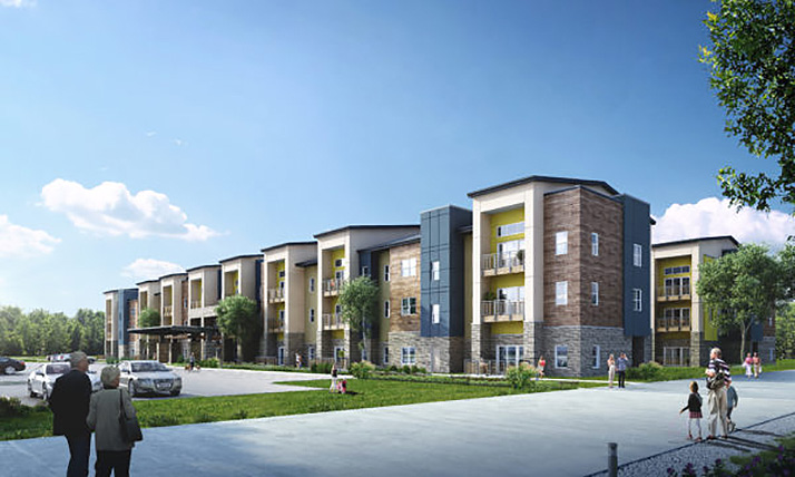 A rendering of the Novel Place senior living concept being floated by LANE4.