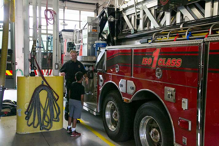 The kids got a tour of the fire engines and equipment before they headed off on their shopping trip.