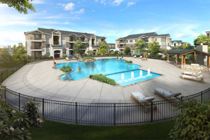 A developer's rendering of the Vantage apartment complex project proposal.