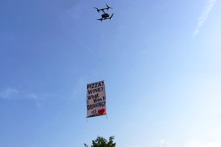 The drone that flew the banner over the Prairie Village Jazz Festival. Submitted photo