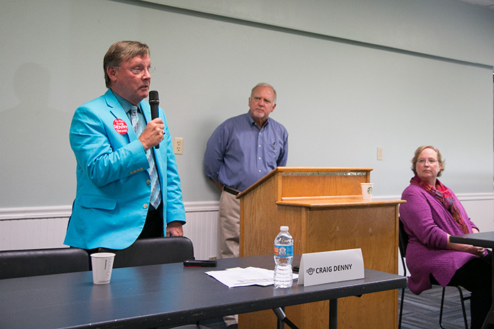 Dr. Craig Denny, the SM West area incumbent, speaking at our primary forum this summer.