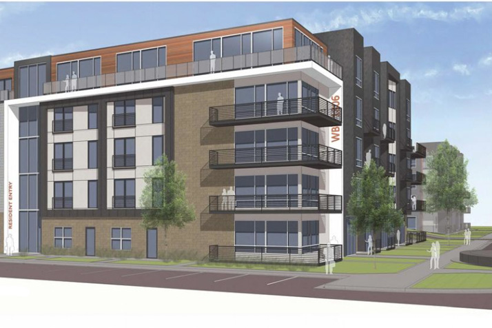 A rendering of the apartment complexes that would be part of the Westbrooke Green development.