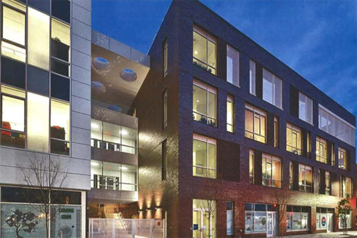 A "benchmark" image provided to the city to show the general style proposed for the office building portion of the project.