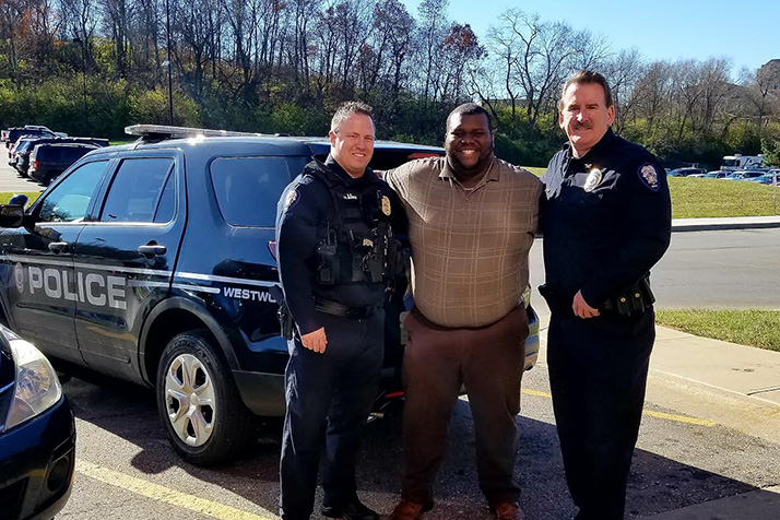Westwood police dropped off the Thanksgiving meals with High Aspirations on Tuesday. Photo courtesy Westwood police.