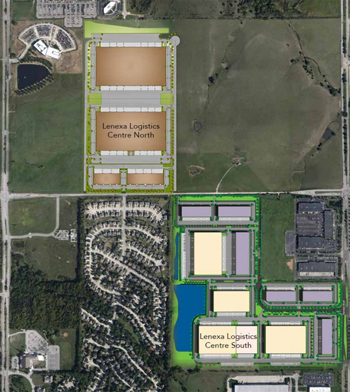 A map from the Block Real Estate Services brochure for Logistics Center North. The second building is the one at the top of the north project parcel.