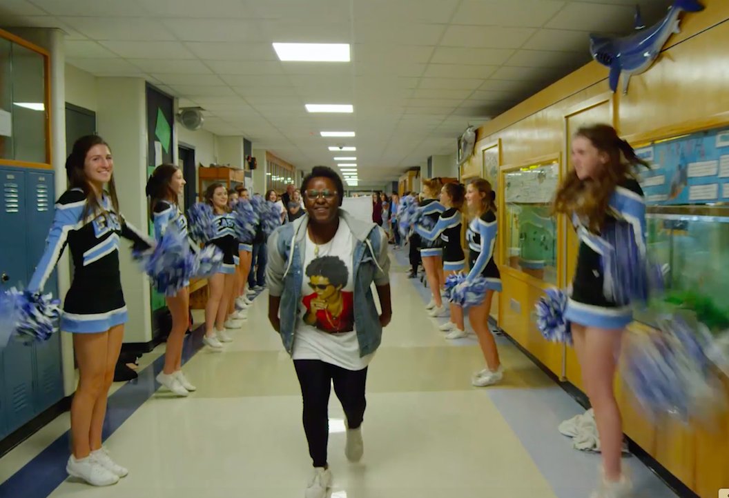 Aggie Williams sings along to "Thriller" in the new SM East lip dub video