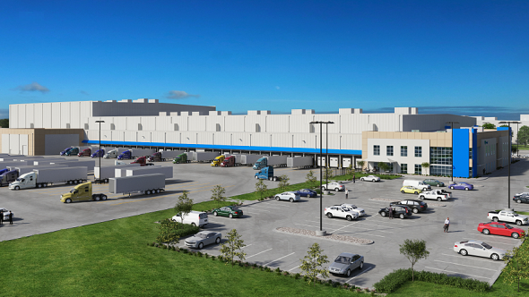 A rendering of the Lineage Logistics facility that had been proposed for the New Century AirCenter.