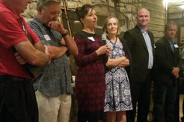 Gina Burke, center, speaking at a meeting of the Republican Sunflower Club in September. Photo via Facebook.