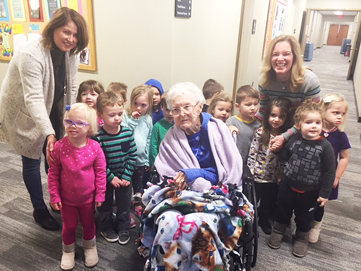 Jessie Kirkbride got a special birthday surprise from 3 years olds at Rolling Hills.