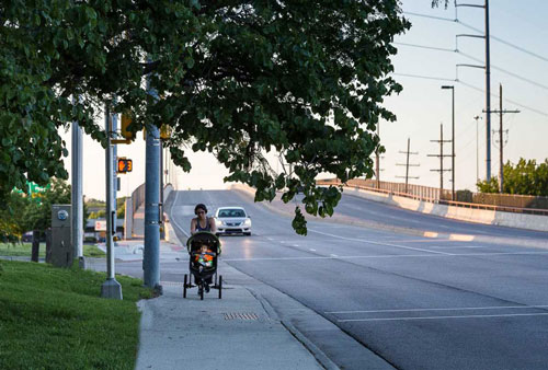 The city is looking at options for improving the pedestrian experience along the corridor. Photo via city of Lenexa.