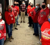Overland Park public works staff in Chiefs gear