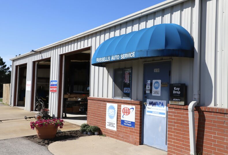 Russells Auto Service is located near 161st Street and Metcalf Avenue. Long-time owners Greg and Patricia Russell are set to retire this week.