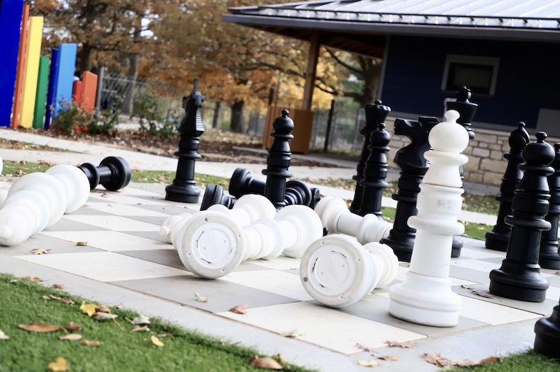 Above, a massive chessboard at Strang Park in Overland Park. As part of the last long-range park plan, Strang Park saw some improvements.