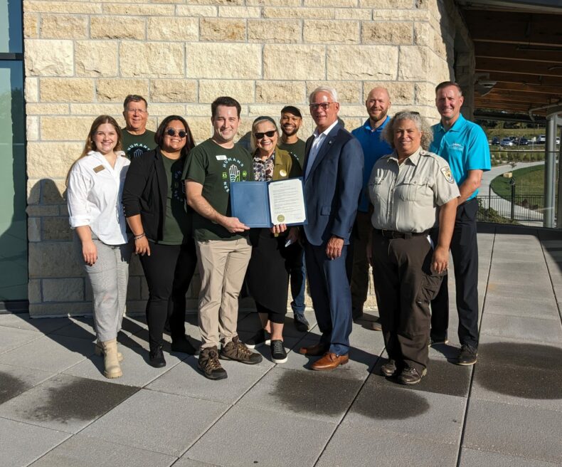 Overland Park city officials and community members gathered at the Overland Park Arboretum and Botanical Gardens on Tuesday, Sept. 26 to officially mark Blue River Discovery Days.